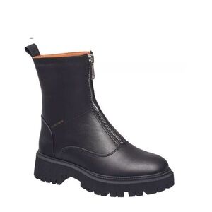 French Connection Julie zippered black combat boot